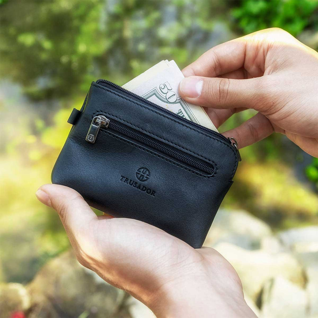 Milano Leather Wallet Pouch Purse Zipper Change Bag