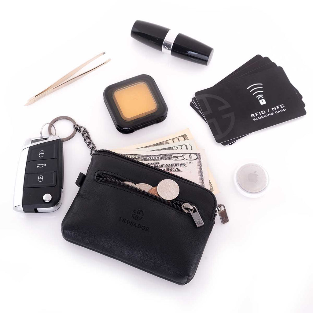 Milano Leather Wallet Pouch Purse Zipper Change Bag