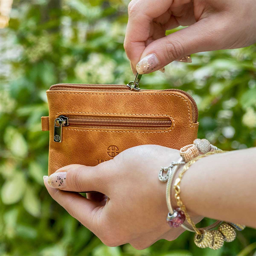 Milano Leather Wallet Pouch Purse Zipper Change Bag