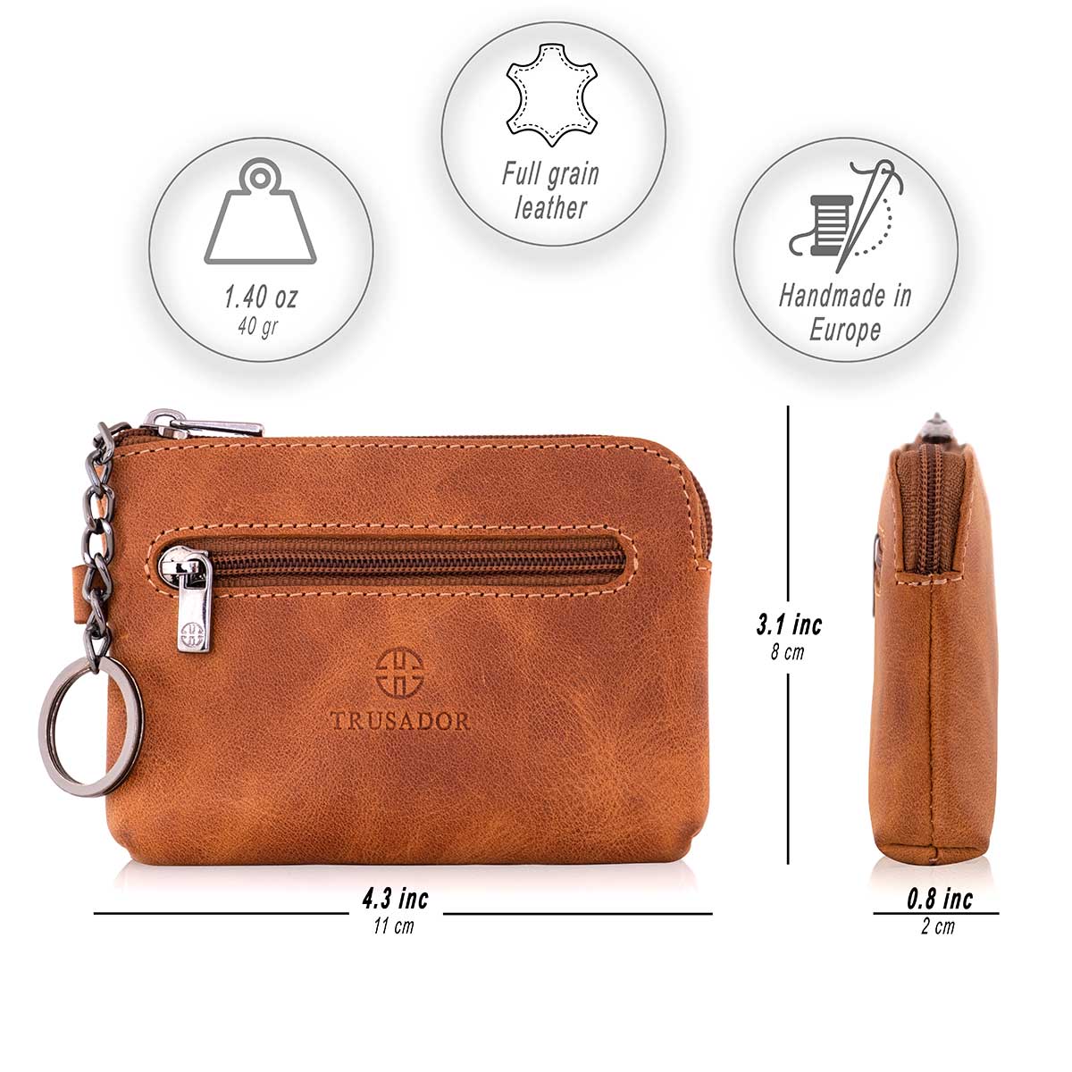Milano Leather Wallet Pouch Purse Zipper Change Bag