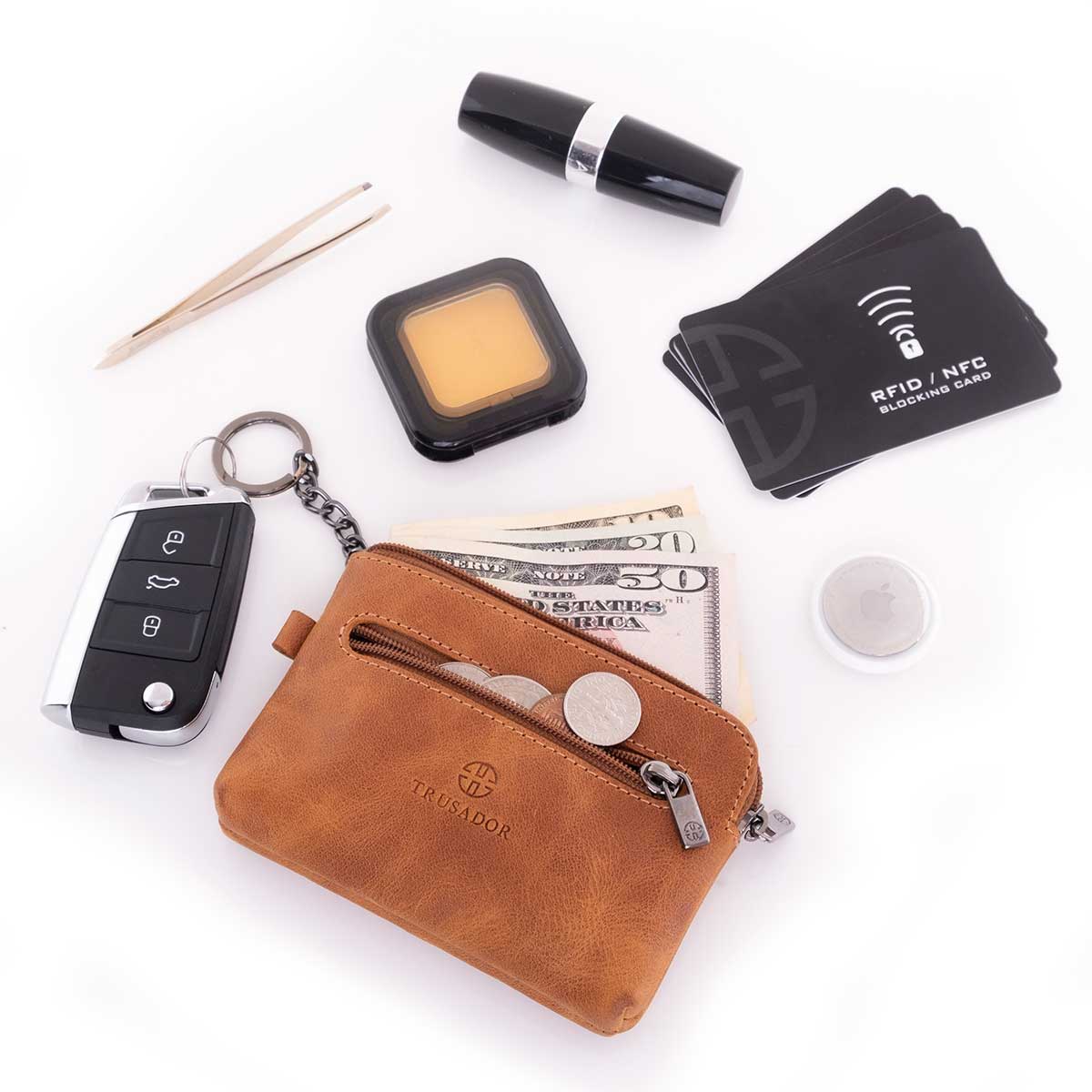 Milano Leather Wallet Pouch Purse Zipper Change Bag
