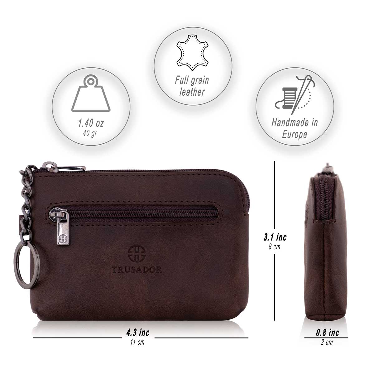 Milano Leather Wallet Pouch Purse Zipper Change Bag
