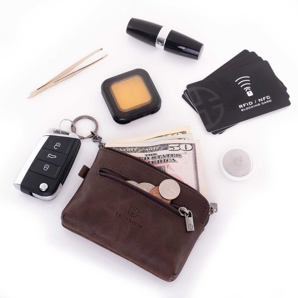 Milano Leather Wallet Pouch Purse Zipper Change Bag