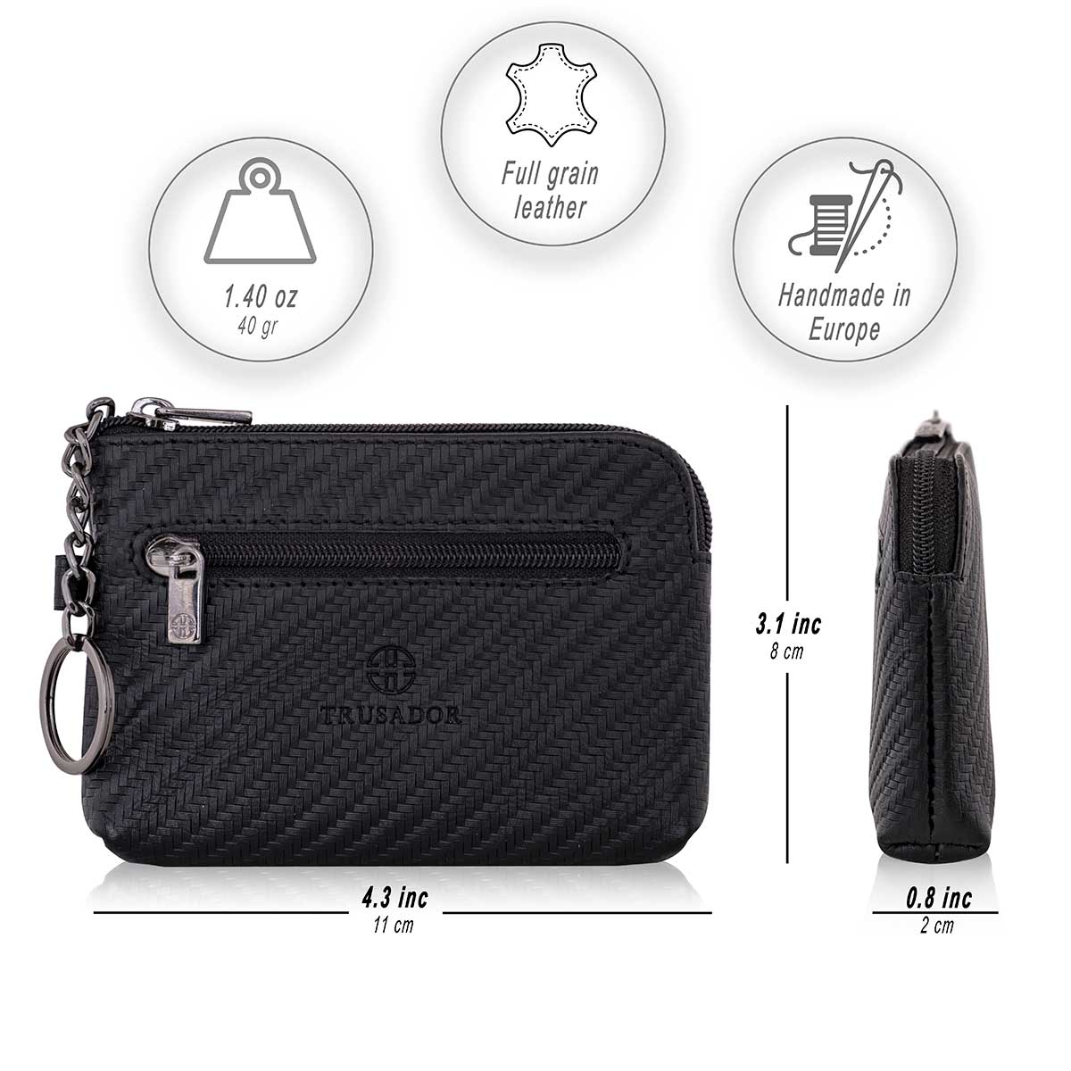 Milano Leather Wallet Pouch Purse Zipper Change Bag