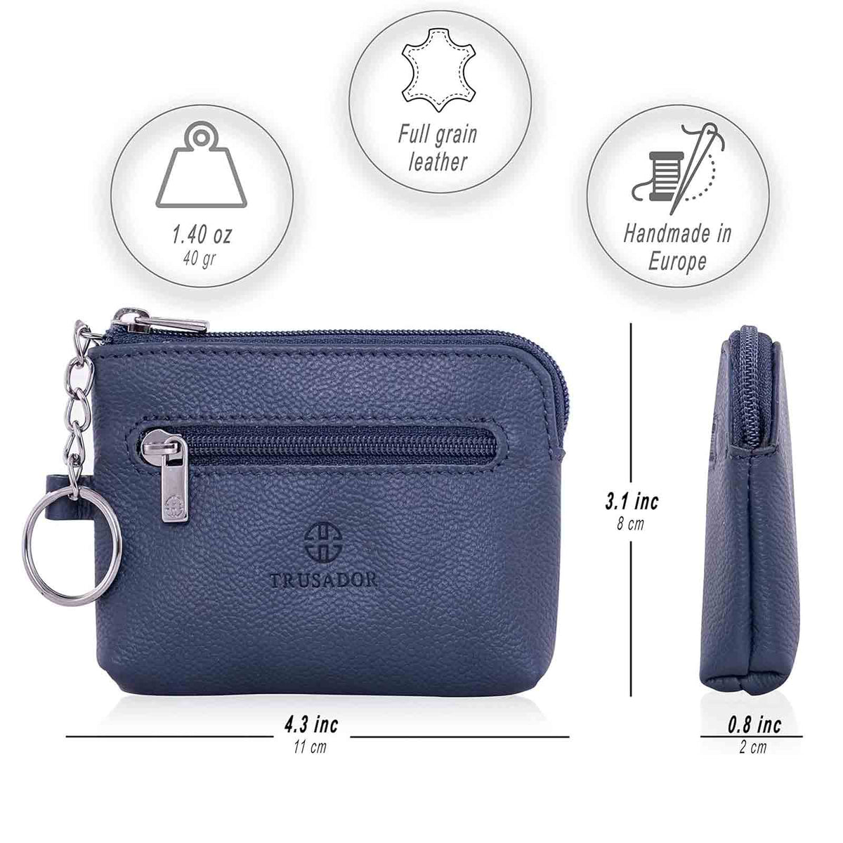 Milano Leather Wallet Pouch Purse Zipper Change Bag